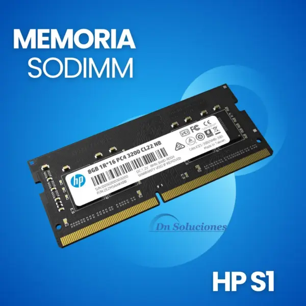 Memoria Ram Hp S1 Sodimm 8gb Ddram 4 3200 Mhz para laptop