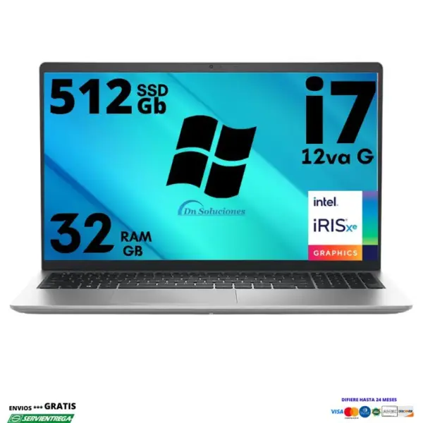 Laptop Dell Inspiron 3520 i7 12va generación SSD 512 gb Ram 32 Gb 15.6" Windows 11 | 74w