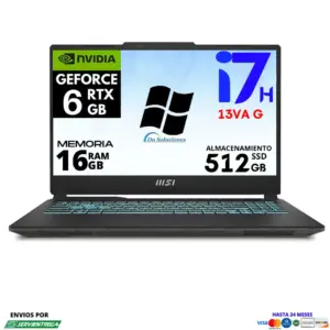 Laptop Msi Cyborg A13VE Core i7 13620H SSD 512 Gb Ram 16 Gb Nvidia RTX 6 Gb Windows