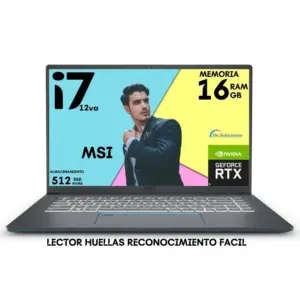 MSI Prestige 15 Core i7 Nvidia RTX 4GB Ssd 512 Gb Ram 16 Gb Case Aluminio, reconocimiento facil, lector de Huellas |v2