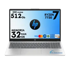 Laptop HP AMD Ryzen 7 7730U RAM 32 GB Potencia y Estilo en Ecuador | SSD 512 Gb | FreeDos | 66S