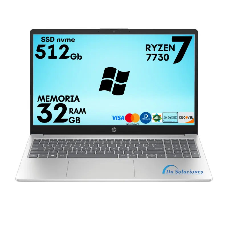Laptop HP Amd Ryzen 7 7730U 32GB RAM 512GB SSD | Tumbaco - Quito - Envíos Ecuador | Windows 11 | 66w